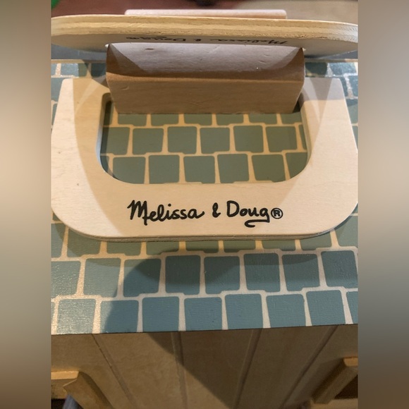 Melissa & Doug Fold and Go Wooden Horse Stable Dollhouse w Handle, Toy Horses - Picture 7 of 11